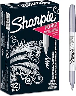 Sharpie Metallic Permanent Markers, Fine Point, Silver Ink, 12 Count | Perfect for Dark Surfaces
