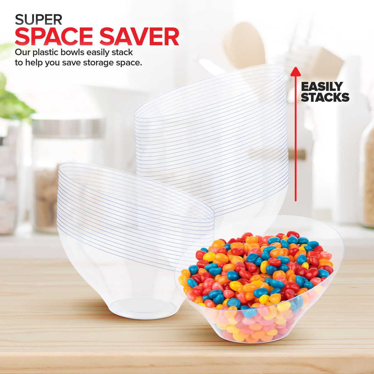 20oz Clear Plastic Serving Bowls (6 Pack) by Stock Your Home – Medium, 20.0 ounces, Plastic, Clear, Pack of 6