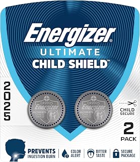 Energizer Ultimate Child Shield CR2025 Batteries (Pack), 3V Lithium Coin Batteries, Compatible with Watches, Key Fobs, Remotes, and More