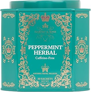 Harney & Sons Peppermint Herbal Tea in Sachets, Caffeine-Free Herbal, 30 Sachets | Herbal tea made with Washington State peppermint. Naturally caffeine free.