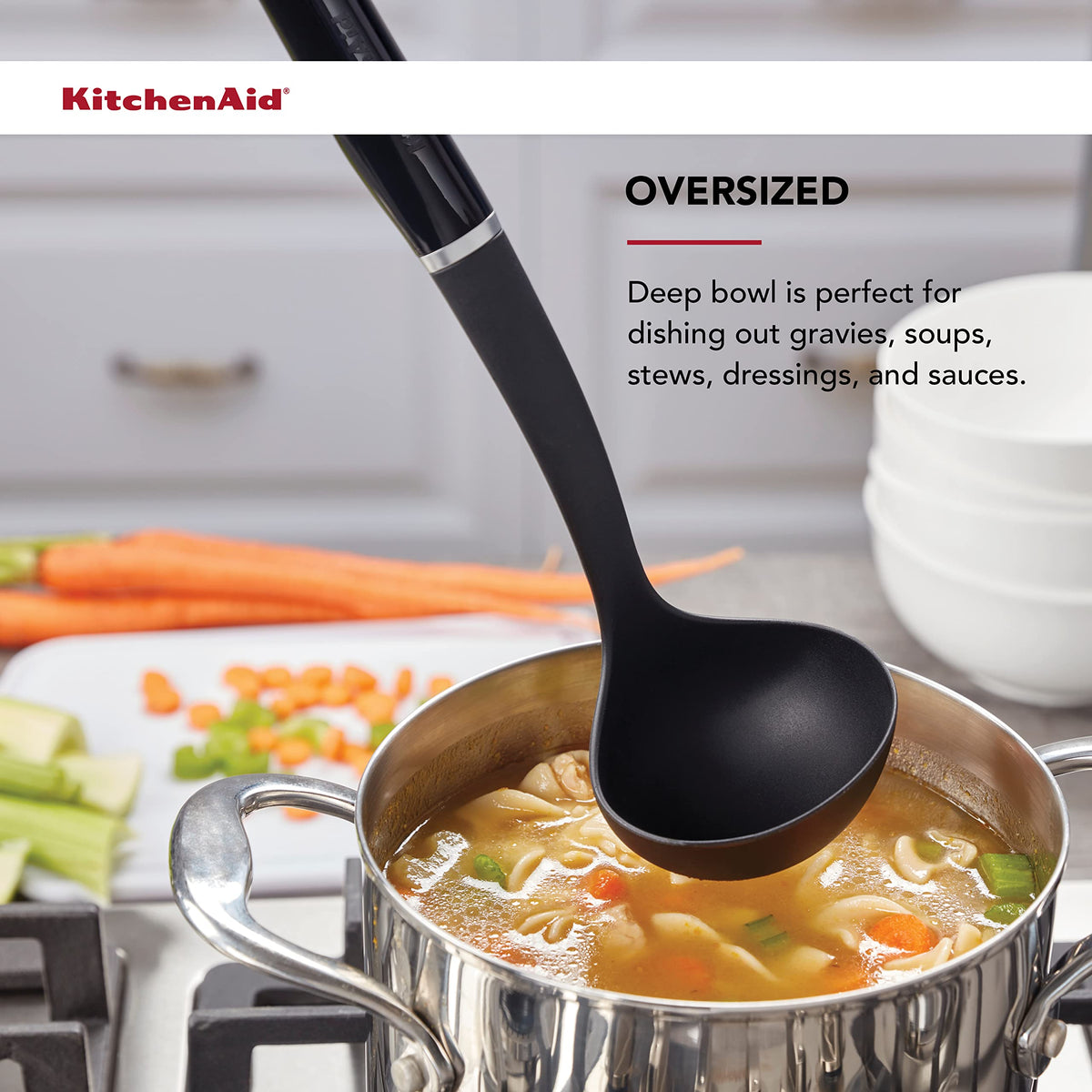 Classic Nylon Ladle by KitchenAid – One Size, Plastic, Black 2, Model KE006OHOBA