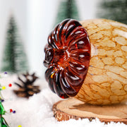 QFkris Hand Blown Glass Acorn Figurine, Large Brown