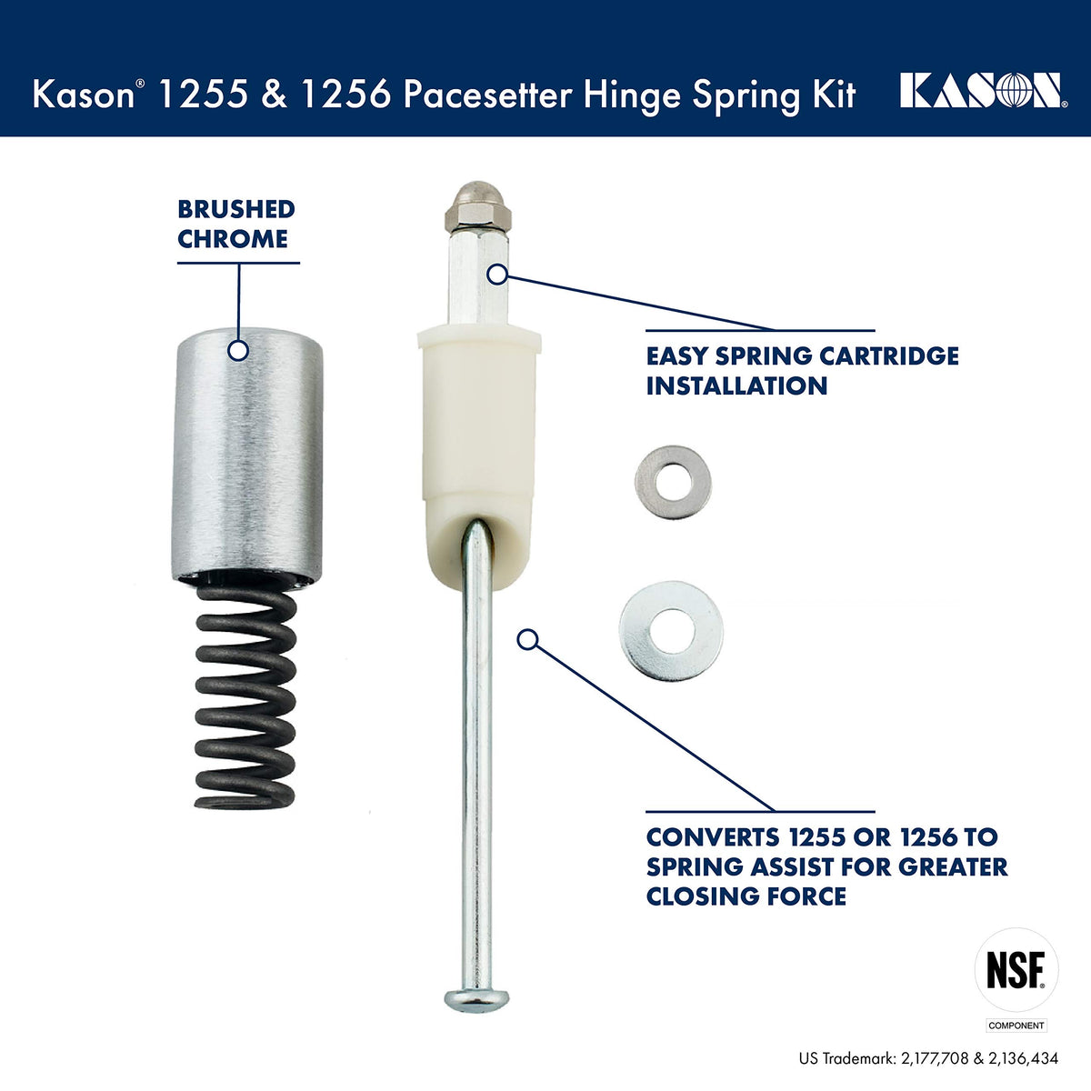 (KASOA) Kit by Kason – Nylon, Spring Kit for 1255 & 1256, Brushed Chrome, Model 11255-000001