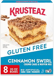 Krusteaz Gluten Free Cinnamon Swirl Crumb Cake & Muffin Mix, 20 oz Boxes (Pack of 8)