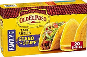 Old El Paso Stand 'N Stuff Taco Shells, Family Size, 20 Ct, 9.4 oz | Gluten Free, 3-Ingredient Corn Shells, Flat Bottom Stands Upright Without a Taco Stand, Oven-Crisp for Maximum Crunch