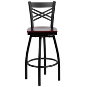 Flash Furniture Mahogany Wood Seat/Black Metal Frame / 1 Pack / Traditional Barstools