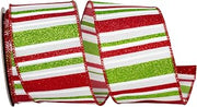 Reliant Ribbon Holiday Glitter Bars Wired Edge, Multi, 2-1/2 Inch, 10 Yards