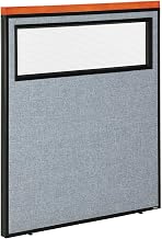 Global Industrial 36-1/4"W x 43-1/2"H Deluxe Office Partition Panel with Partial Window, Blue