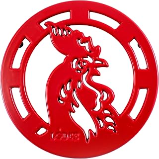 Lodge Enameled Cast Iron Trivet, 8 Inches, Red Rooster