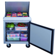6.5 cu. ft. Single Door Commercial Food Prep Table Refrigerator with Mega Top by Dukers – 29″ x 31 1/2” x 45 5/8″, 6.5 cubic_feet, Stainless Steel, Model DSP29-12M-S1