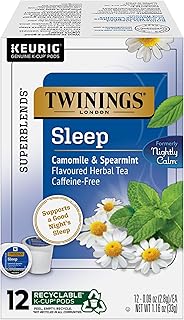 Twinings Sleep Herbal Tea 72 K-Cup Pods for Keurig, 12 Count (Pack of 6), Formerly Nightly Calm, Camomile, Spearmint, & Lemongrass, Naturally Caffeine-Free, Enjoy Hot or Iced