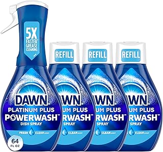 Dawn Powerwash Spray, Dish Soap, Dishwashing Liquid, Fresh, 1 Starter Kit + 3 Refills, 4x16 Fl Oz