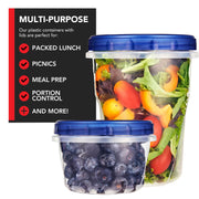 Combo Plastic Food Containers with Lids by Stock Your Home – 16 Count, 32.0 ounces, Plastic, Blue, Pack of 16