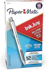 Paper Mate InkJoy 700RT Retractable Ballpoint Pens Medium Point White Barrel Blue Ink 12 Count