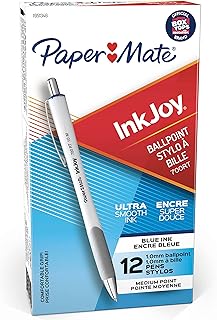 Paper Mate InkJoy 700RT Retractable Ballpoint Pens Medium Point White Barrel Blue Ink 12 Count