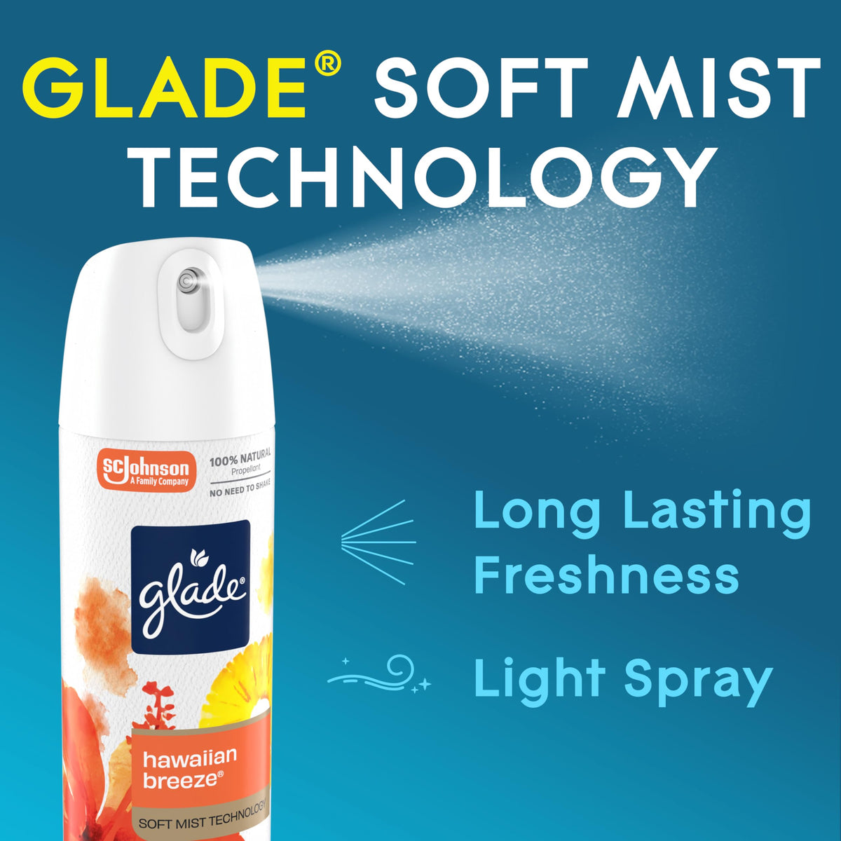 Odor Fighting Soft Mist Air Freshener Room Spray by Glade – 7.3 Ounce (Pack of 1), Orange, Model 391471