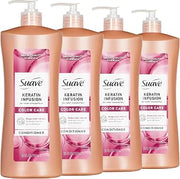 Suave Keratin Infusion Color Care Conditioner for Color-Treated Hair, Anti Fade + 48HR Frizz Control, Smooths & Boosts Shine, 28 FL OZ Pump, 4 Count