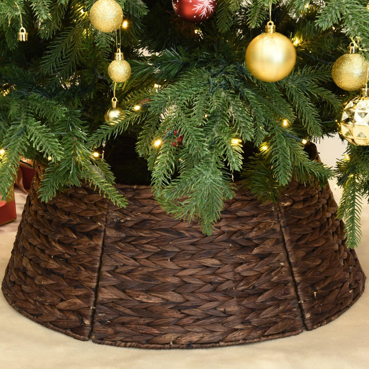 YoleShy Wicker Christmas Tree Collar, 26 Inch Diameter, Brown
