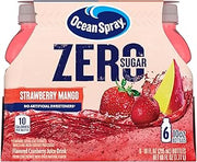 Ocean Spray ZERO Sugar Strawberry Mango Juice Drink, Strawberry Mango Juice Drink Sweetened with Stevia, 10 Fl Oz Bottle, 6 Count (Pack of 4)