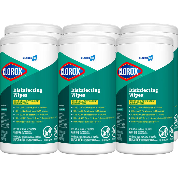 CloroxPro Disinfecting Wipes, Fresh Scent, 75 Count, 6 Pack