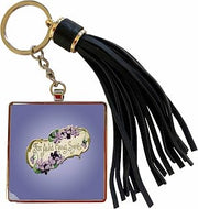 3dRose For Auld Lang Syne With Lavender and Purple Flowers On a Lavender Background Tassel Key Chain