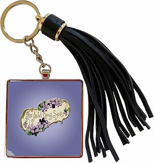 3dRose For Auld Lang Syne With Lavender and Purple Flowers On a Lavender Background Tassel Key Chain