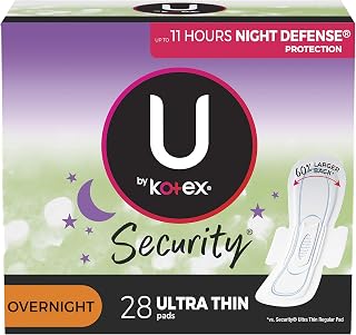U by Kotex Clean & Secure Ultra Thin Overnight Pads with Wings (Previously 'Security'), 28 Count (Packaging May Vary)