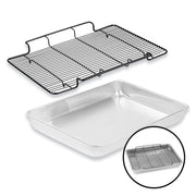 Baker's Secret Recycled Aluminum Roasting Pan with Rack, 17.7 x 13 Inch, Silver