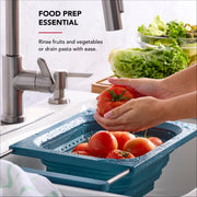Over-the-sink Collapsible Colander by KitchenAid – 4-Quart, Rubber, Agave, Model KHQ867OSAGA