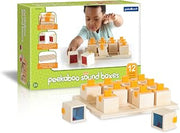 Guidecraft Peekaboo Sound Boxes with Storage Tray : Musical Toy for Children - Kids Early Learning and Development Toy