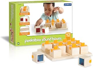 Guidecraft Peekaboo Sound Boxes with Storage Tray : Musical Toy for Children - Kids Early Learning and Development Toy