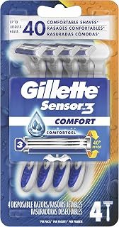 Gillette Sensor3 Men's Disposable Razor, 4 Count