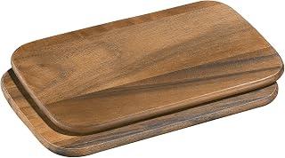 Zassenhaus Set of 2 Acacia Wood Breakfast Boards – 10.24 x 6.69 Inch Wooden Serving & Cutting Boards for Bread, Snacks & Cheese