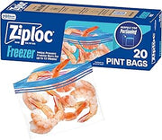 Ziploc Pint Food Storage Freezer Bags, Easy Open and Close, 20 Count