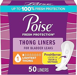 Poise Daily Thong Liners, Incontinence Panty Liners, 1 Drop, 50 ct