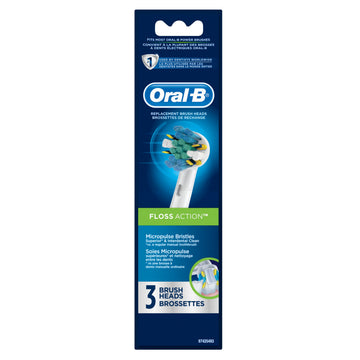 Electric Toothbrush Replacement Brush Heads Refill by Oral-B – 3 Count (Pack of 1), Model Floss Action