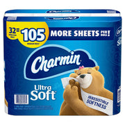 Ultra Soft 32 Super Plus Rolls=105 Regular Rolls by Charmin – 32 Count (Pack of 1), Paper, white, Pack of 32, Model Charmin