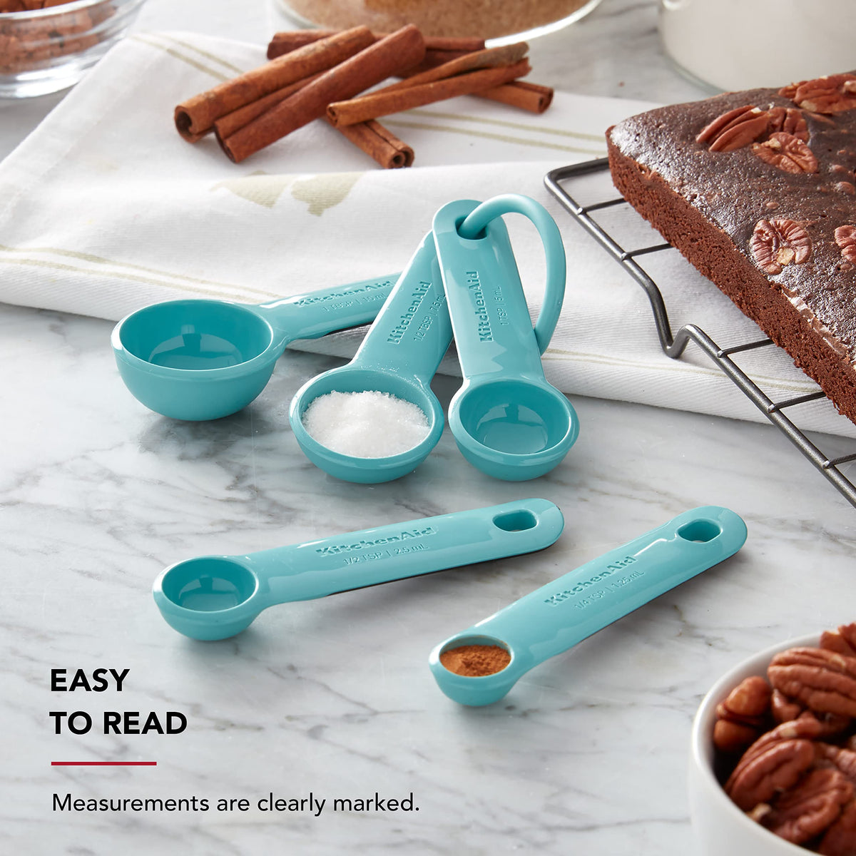 Measuring Spoons by KitchenAid – Set Of 5, 25.0 milliliters, Plastic, Aqua Sky, Model KQ057OHAQA