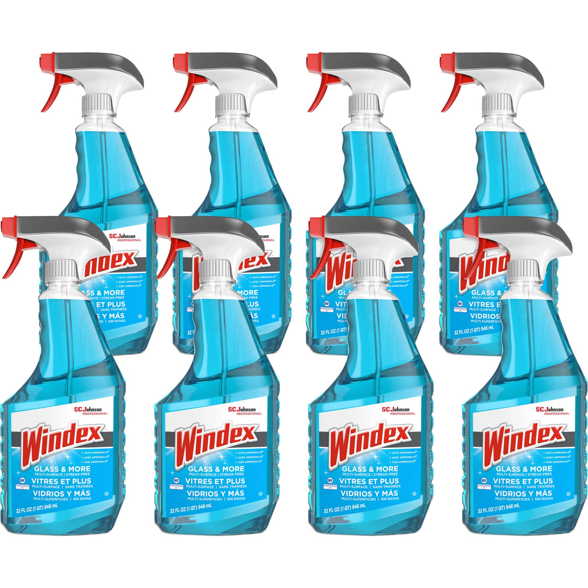 Windex Glass & More Streak-Free Cleaner – 32 Oz, Case Of 8 Bottles