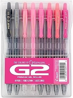 PILOT, G2 Boost Pink Pack, 8 Pack Pouch, Assorted
