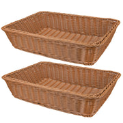 Yarlung Woven Serving Basket, Polypropylene Rectangular Tray, Brown 2 Pack