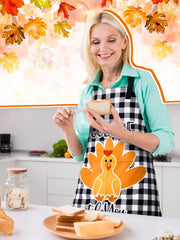 Geetery Thanksgiving Aprons with Pockets, 4 Pack, Black White Turkey