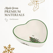 Spode Christmas Tree Earthenware Dip Bowl, Heart Shape, Multicolor