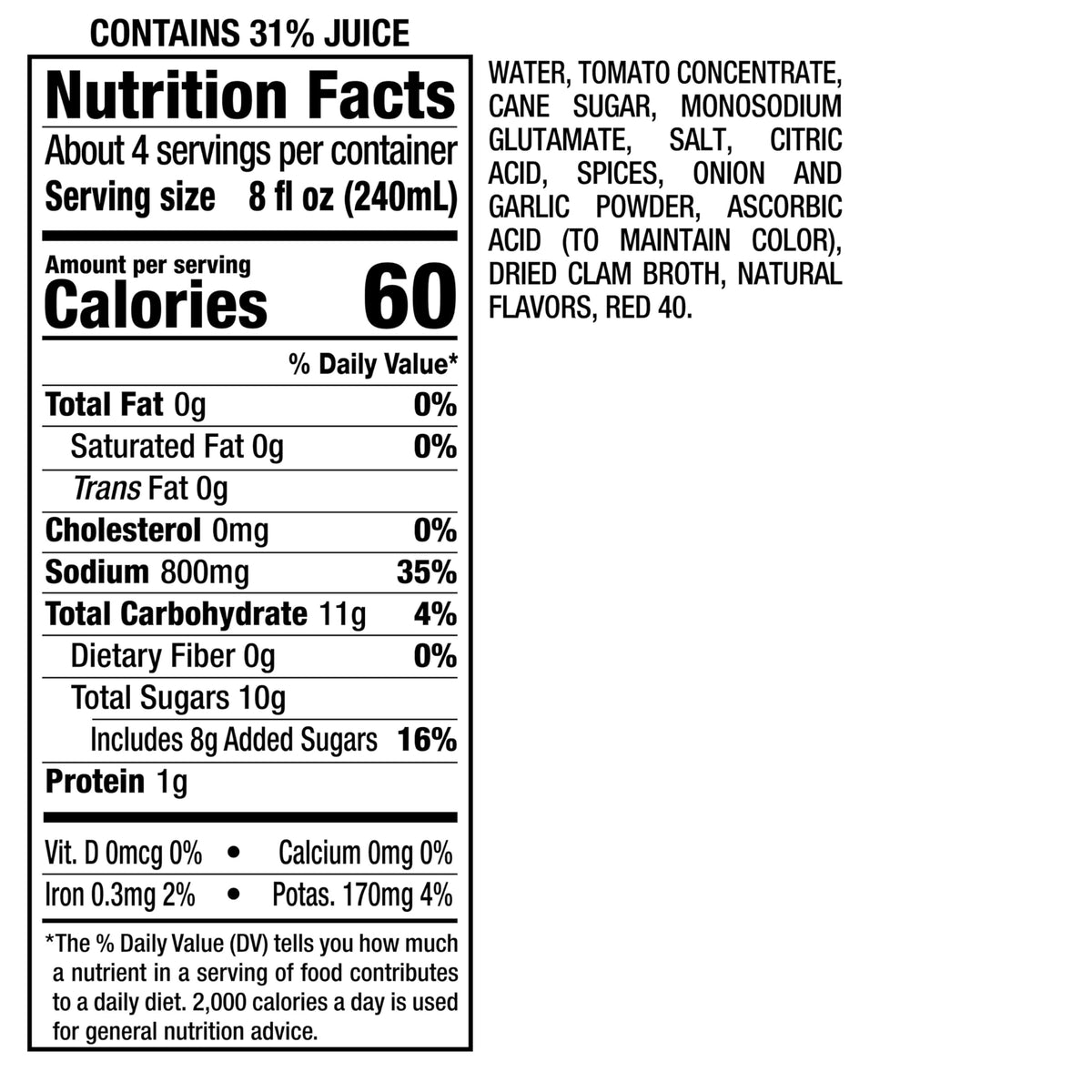 Clamato Original / 33.8 Fl Oz (Pack of 6) / 1 Bloody Mary