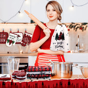 SiliFine Christmas Kitchen Set, 12 Pieces with Towels, Mitts and Pot Holders, Multicolor