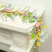DR.DUDU 6 ft Easter Garland Decoration with Easter Eggs, Pre-Lit Artificial Hanging Floral Garland Spring Decor for Indoor Outdoor Home Kitchen Mantle Fireplace Holiday Party