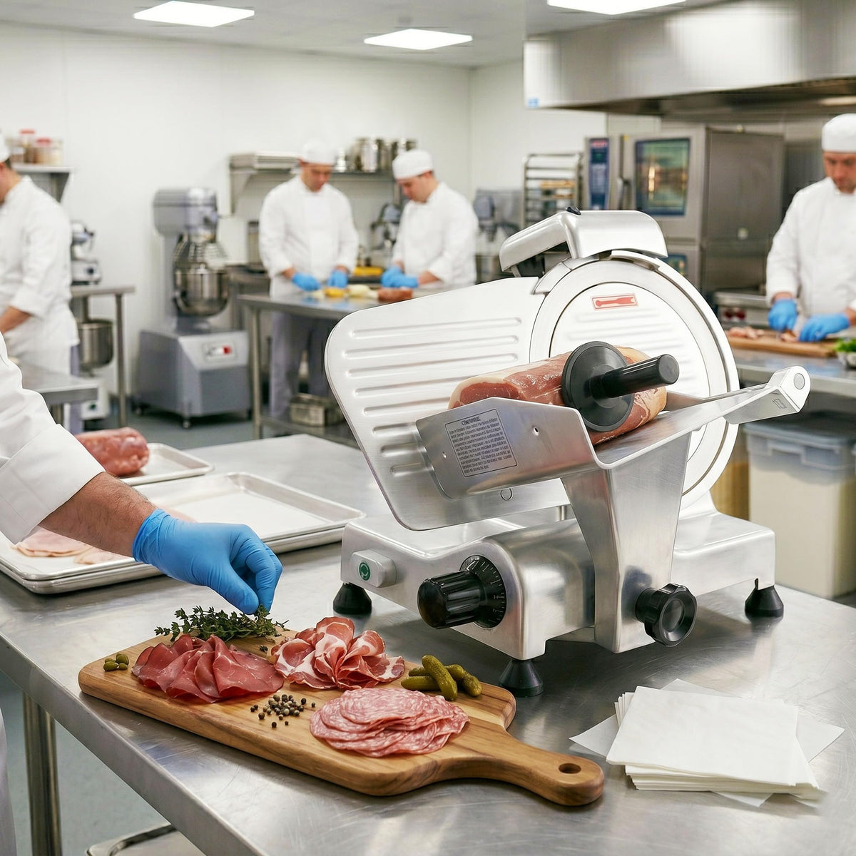 9' Gravity-Feed Meat Slicer by Global Solutions – 17" x 15" x 13", Stainless Steel, Model GS1600