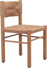 Zuo Iska Dining Chair (Set of 2) Natural, Modern Style, Weather Resistant Faux Wood Aluminum Frame with Synthetic Rattan Weave, Aluminum, Outdoor Dining, 17.7" W x 19.9" D x 31.5" H, Non-Stackable