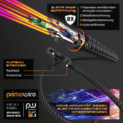 CSL - CAT 8.1 Network Cable 40 Gbits - 3 m - Cotton Jacket - Black Series - LAN Cable Patch Cable RJ45 - CAT 8 Gigabit Ethernet Cable - 40000 Mbits - S/FTP PIMF Shielding
