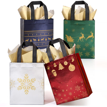 STYPOP Christmas Gift Bags, 16 Pack Medium with Tissue Paper, Christmas-16 Pack
